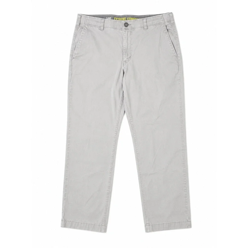 Lee Extreme Comfort Relaxed Fit Gray Chino Pants Mens 36x29 Performance Series